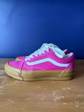 Vans Pink Canvas Low-Top Sneakers with White Trim